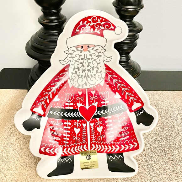 New SANTA CLAUS Ceramic Platter Plate - Picture 2 of 5